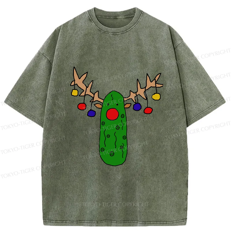 Tokyo-Tiger Christmas Of Pickles Washed T-Shirt