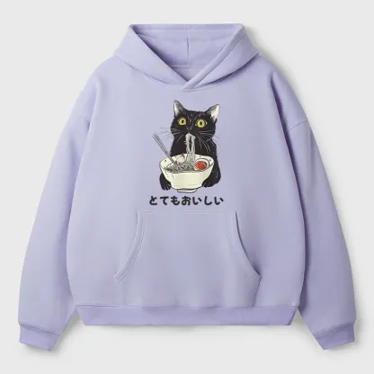 Tokyo-Tiger Cats Eat Ramen Noodles Aldult Fleece Hoodie