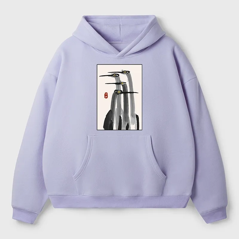 Tokyo-Tiger Japanese Crane Poster Aldult Fleece Hoodie