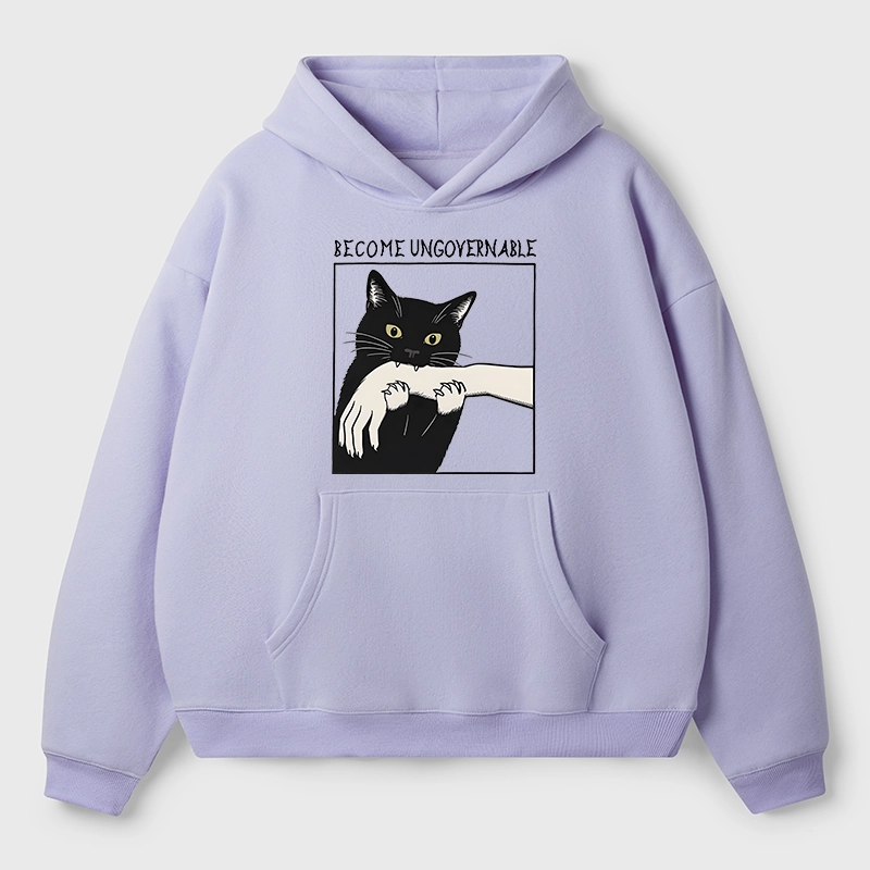 Tokyo-Tiger Black Cat Biting Aldult Fleece Hoodie