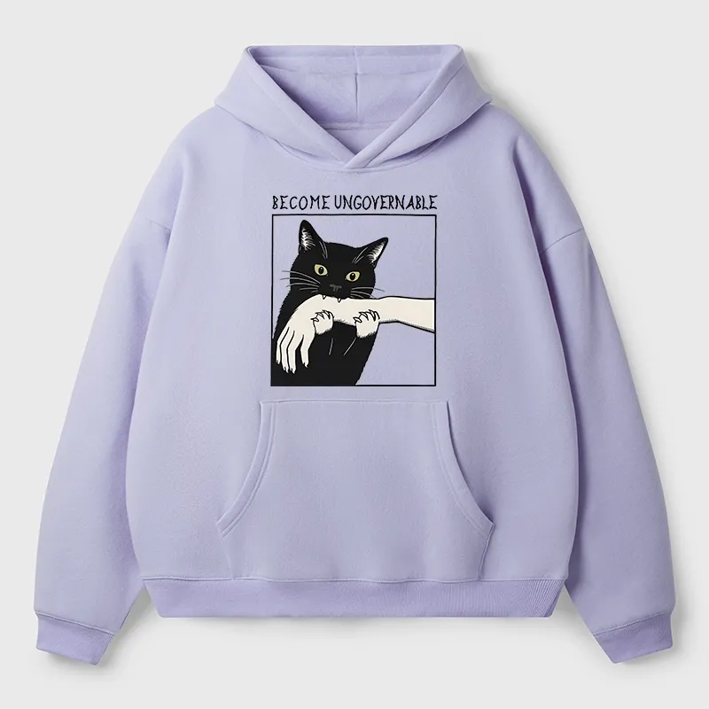 Tokyo-Tiger Black Cat Biting Aldult Fleece Hoodie