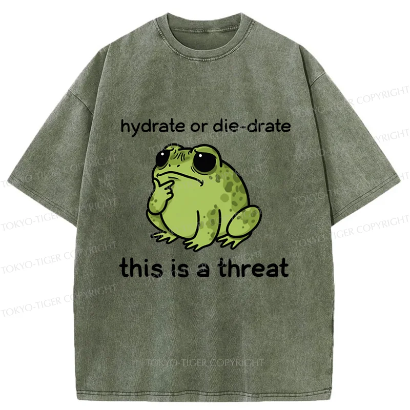 Tokyo-Tiger Thinking Frog Meme Washed T-Shirt