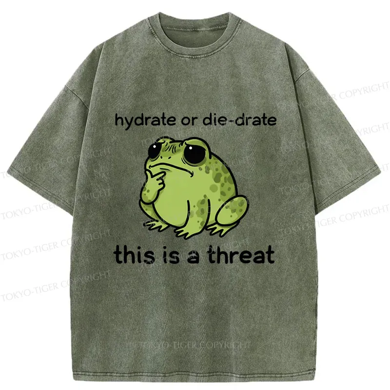 Tokyo-Tiger Thinking Frog Meme Washed T-Shirt