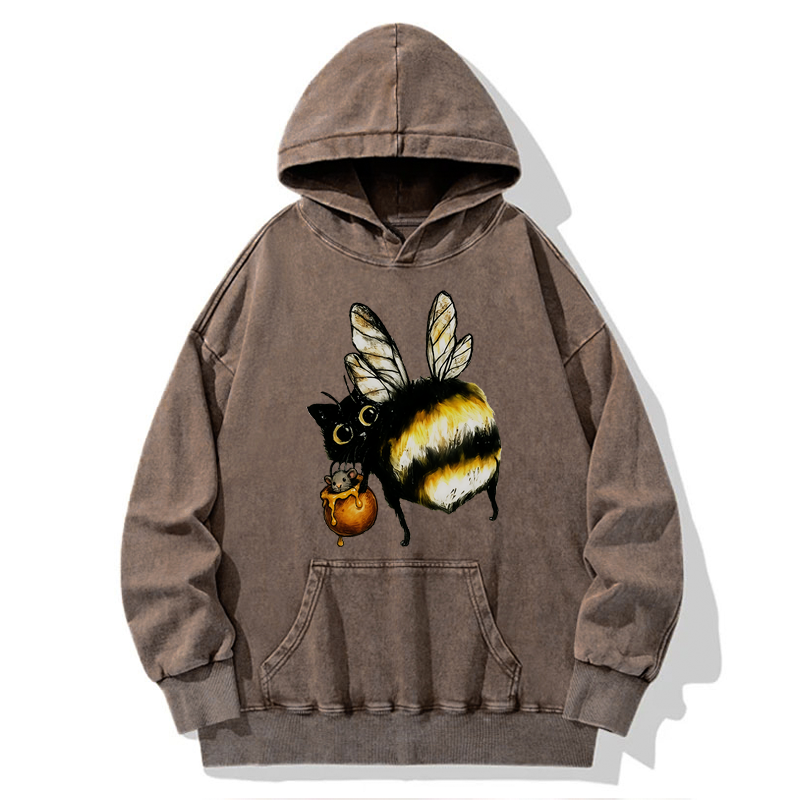 Tokyo-Tiger Cute Catbee Butt Washed Hoodie