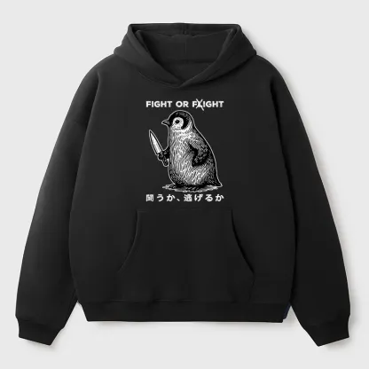 Tokyo-Tiger Funny Fight Or Flight Aldult Fleece Hoodie