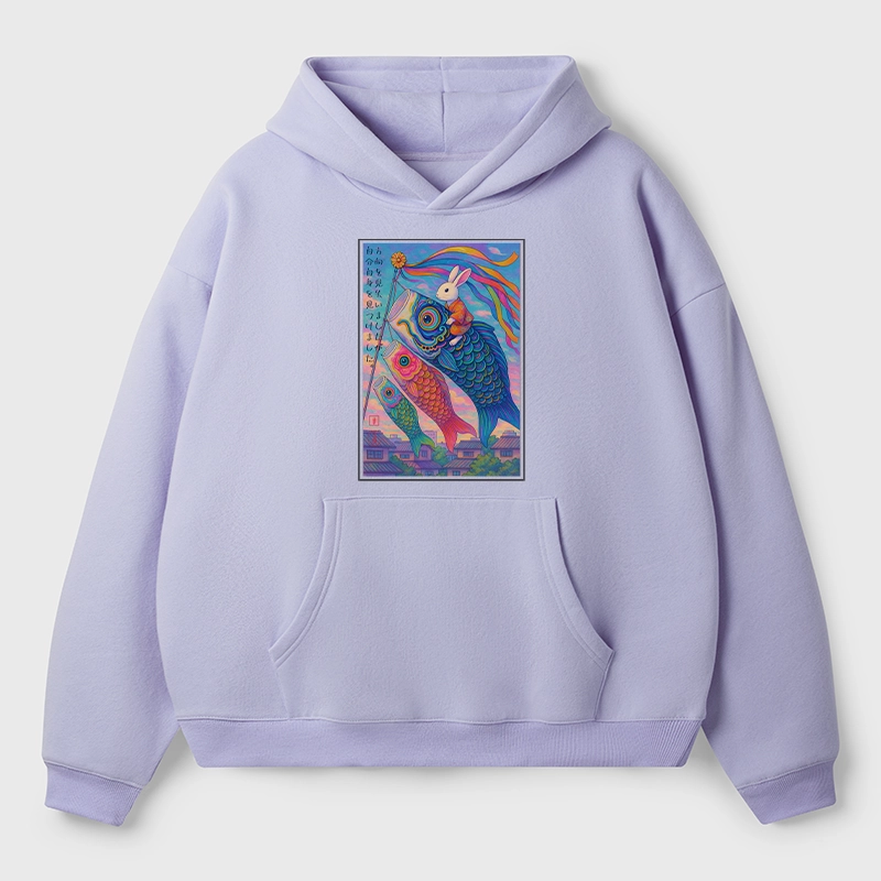 Tokyo-Tiger Ukiyoe Rabbit Ride Carp Streamer Poster Aldult Fleece Hoodie