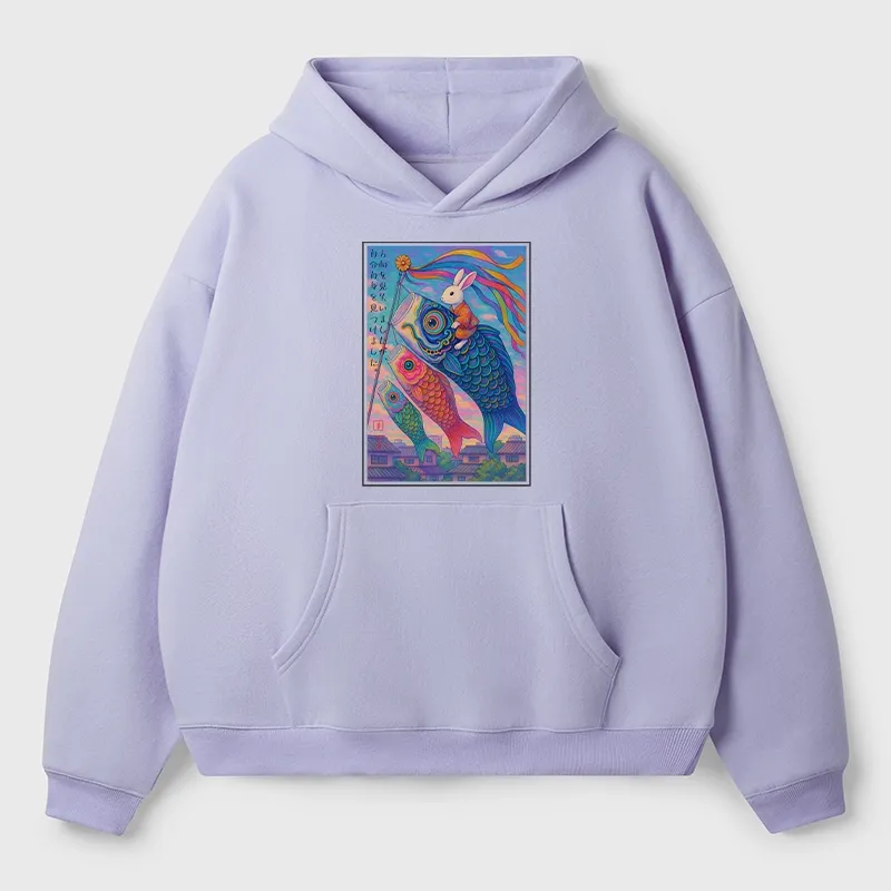 Tokyo-Tiger Ukiyoe Rabbit Ride Carp Streamer Poster Aldult Fleece Hoodie