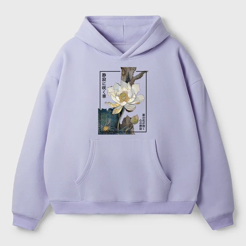 Tokyo-Tiger Blooming Lotus Japan Aldult Fleece Hoodie