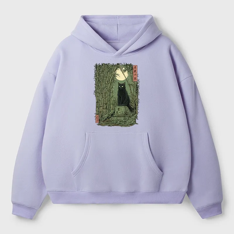 Tokyo-Tiger Black Cat In The Bamboo Forest Aldult Fleece Hoodie