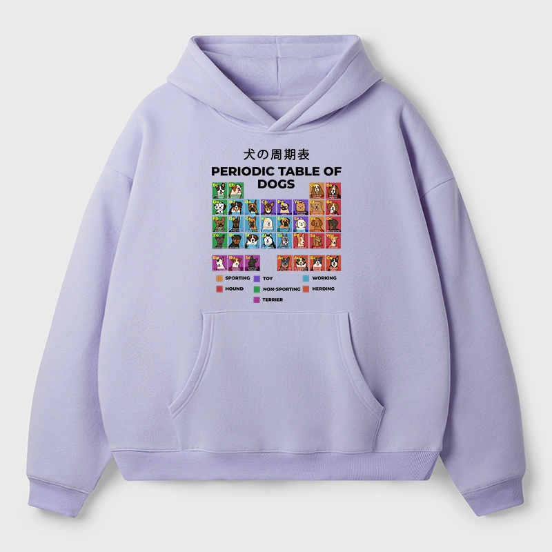 Tokyo-Tiger Periodic Table Of Dogs Aldult Fleece Hoodie