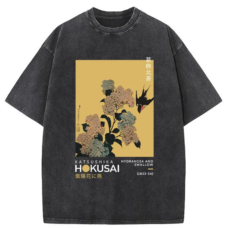 Tokyo-Tiger Japanese Traditional Flowers Washed T-Shirt