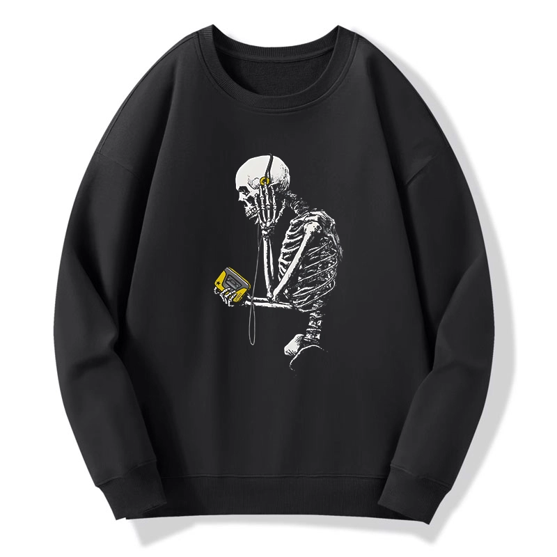 Tokyo-Tiger Skeleton Listening To Music Washed Classic Sweatshirt