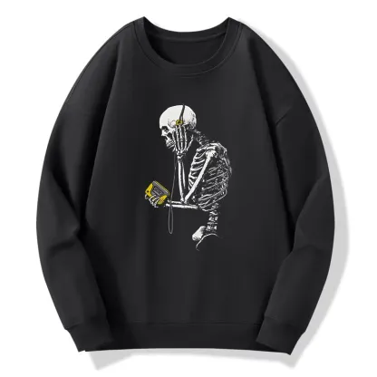 Tokyo-Tiger Skeleton Listening To Music Washed Classic Sweatshirt