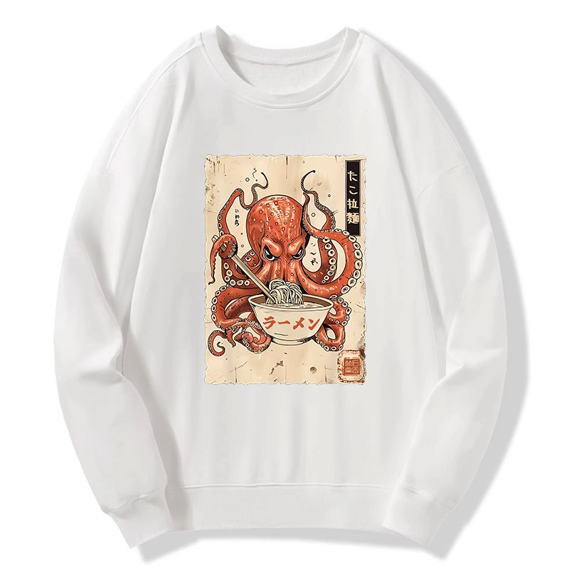 Tokyo-Tiger Retro Octopus Eating Ramen Classic Sweatshirt