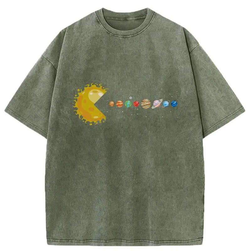 Tokyo-Tiger Funny Planet Game Washed T-Shirt