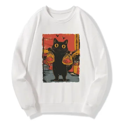 Tokyo-Tiger Cat Fishing Japanese Classic Sweatshirt