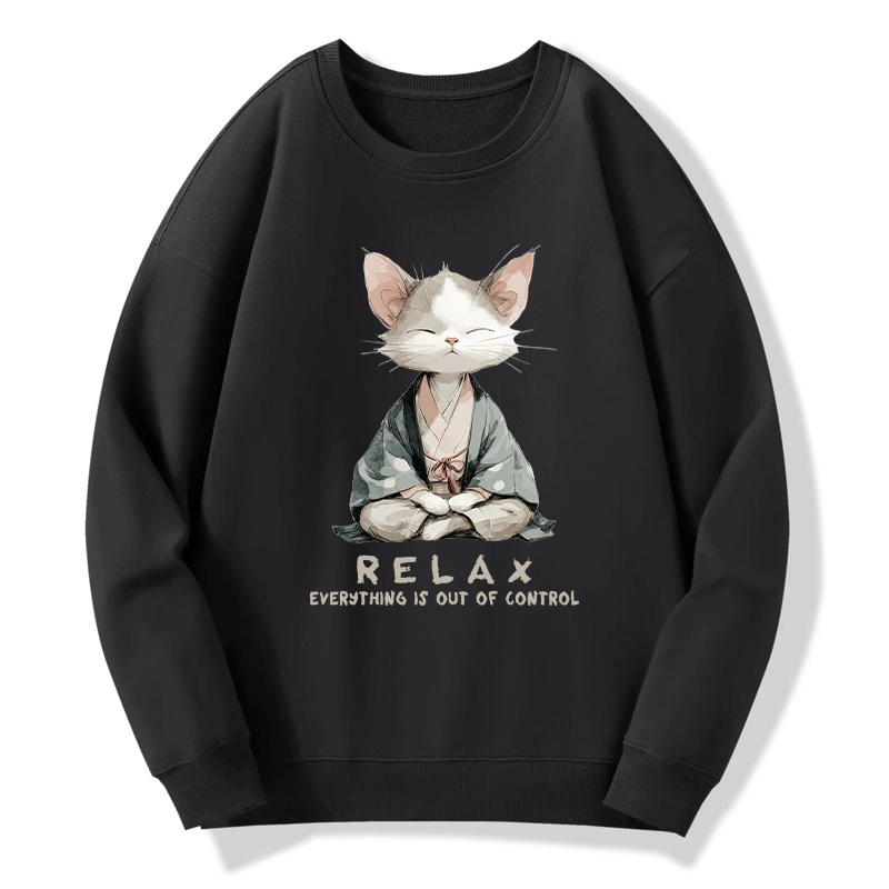 Tokyo-Tiger Zen Cat Relaxation，Everything's Out Of Control Classic Sweatshirt