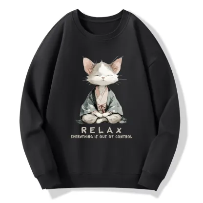 Tokyo-Tiger Zen Cat Relaxation，Everything's Out Of Control Classic Sweatshirt