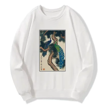 Tokyo-Tiger Peacocks in Snowy Pines Classic Sweatshirt