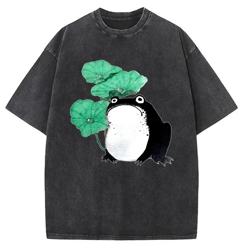 Tokyo-Tiger Lotus Leaf And Frog Washed T-Shirt