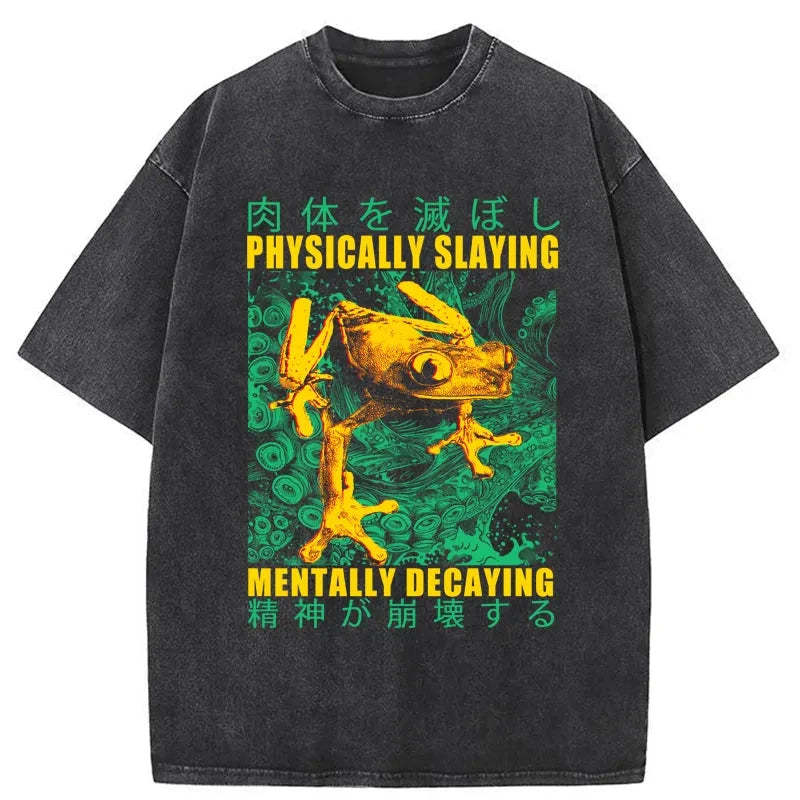 Tokyo-Tiger Physically Slaying Mentally Decaying Washed T-Shirt