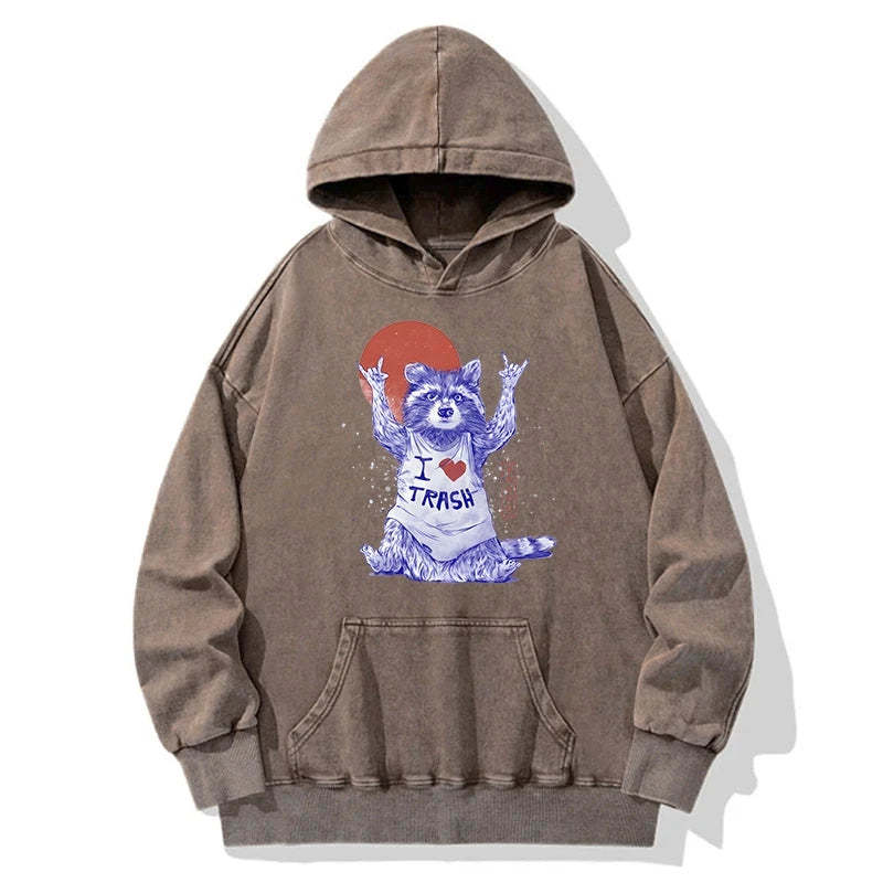 Tokyo-Tiger I love Trash Washed Hoodie Sale