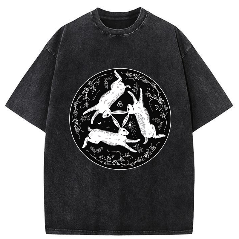 Tokyo-Tiger Three Hares Triple Rabbits Washed T-Shirt