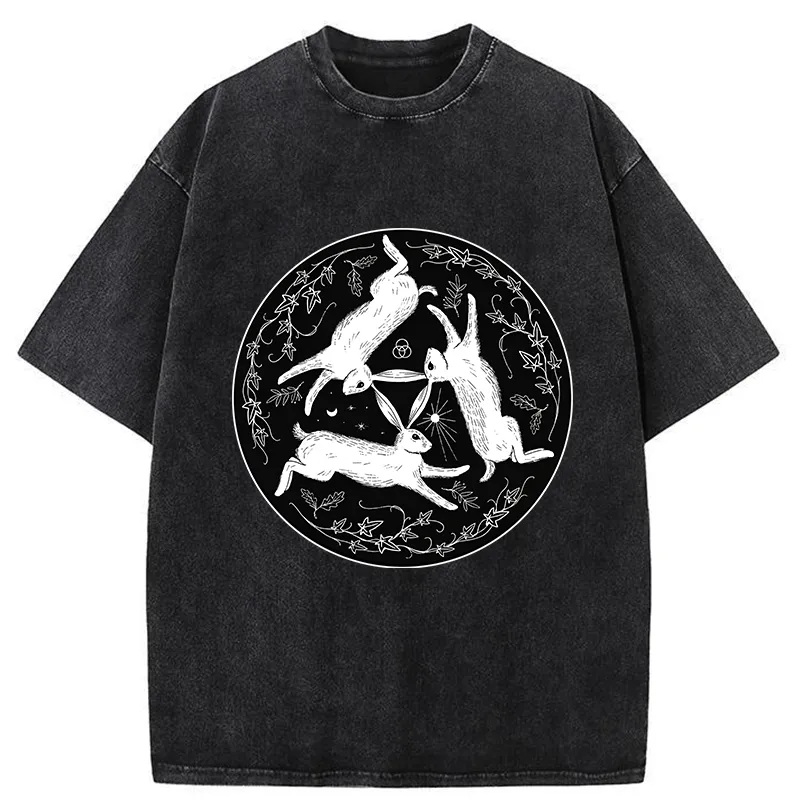 Tokyo-Tiger Three Hares Triple Rabbits Washed T-Shirt
