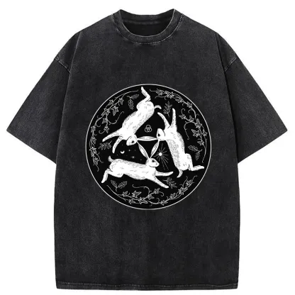 Tokyo-Tiger Three Hares Triple Rabbits Washed T-Shirt