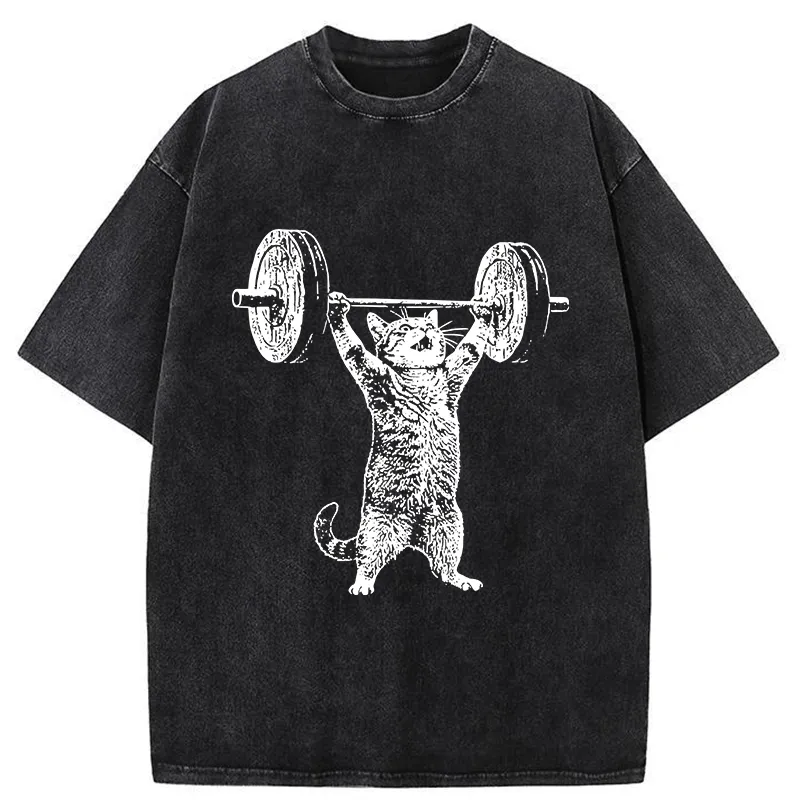 Tokyo-Tiger Kitten Workout Gym Funny Washed T-Shirt