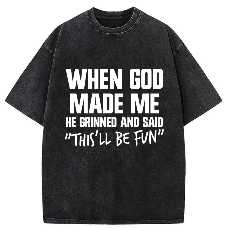 Tokyo-Tiger God Made Me Funny Washed T-Shirt