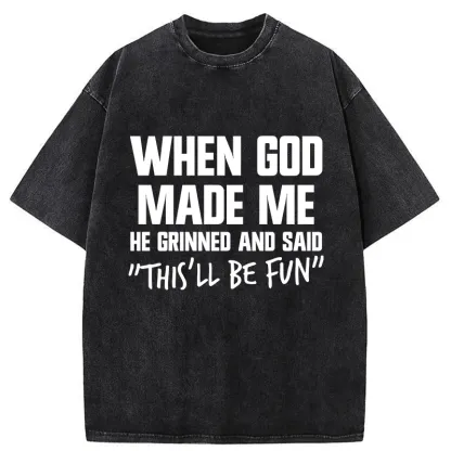 Tokyo-Tiger God Made Me Funny Washed T-Shirt