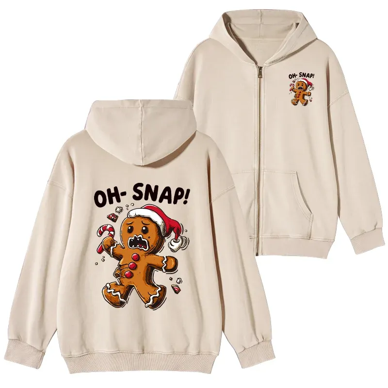 Tokyo-Tiger Oh Snap The Gingerbread Man's Christmas Chaos Washed Zip Hoodie