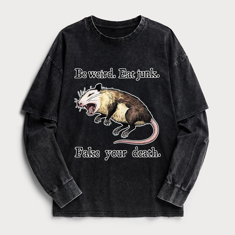 Tokyo-Tiger Possum Playing Dead Washed Double Layer T-Shirt