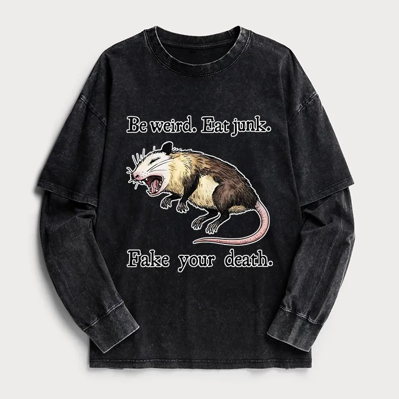 Tokyo-Tiger Possum Playing Dead Washed Double Layer T-Shirt