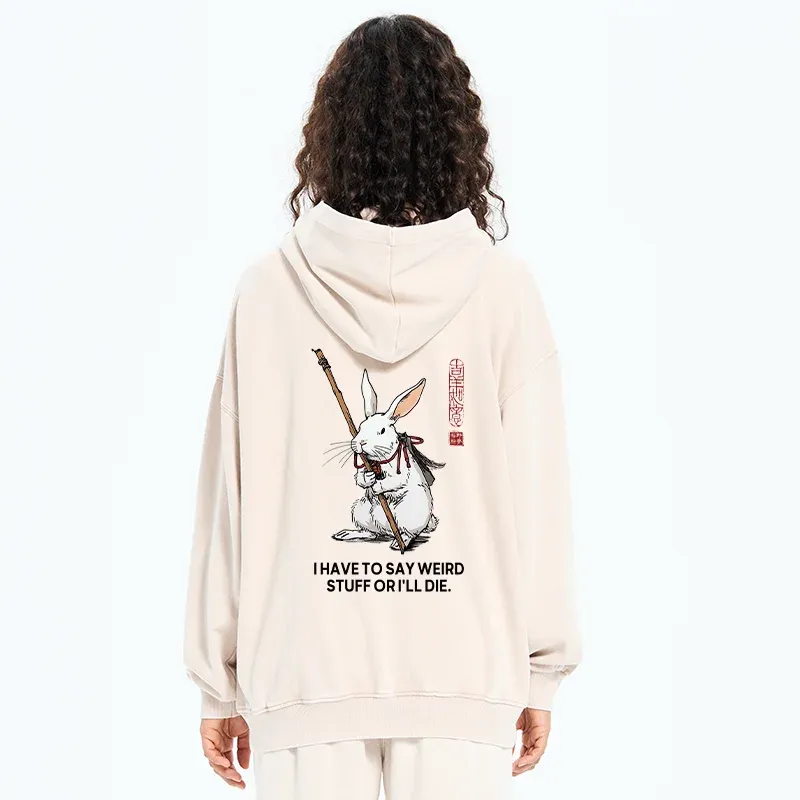 Tokyo-Tiger Rabbit Gotta Say Weird Stuff Or Die Washed Zip Hoodie