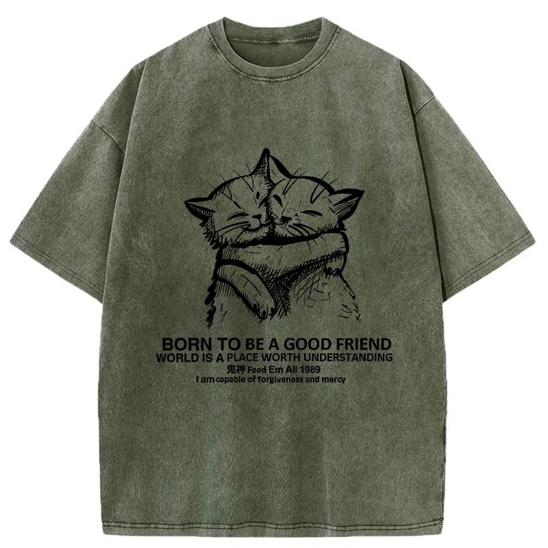 Tokyo-Tiger Born To Be A Good Friend Washed T-Shirt