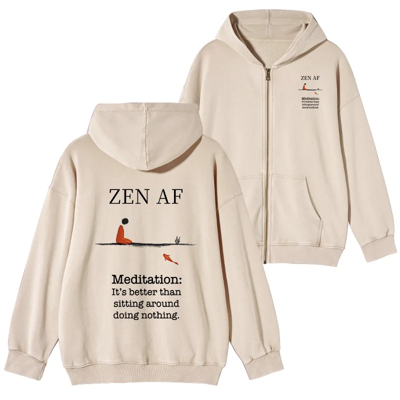 Tokyo-Tiger Zen Vibes Only: The Power of Meditation Washed Zip Hoodie
