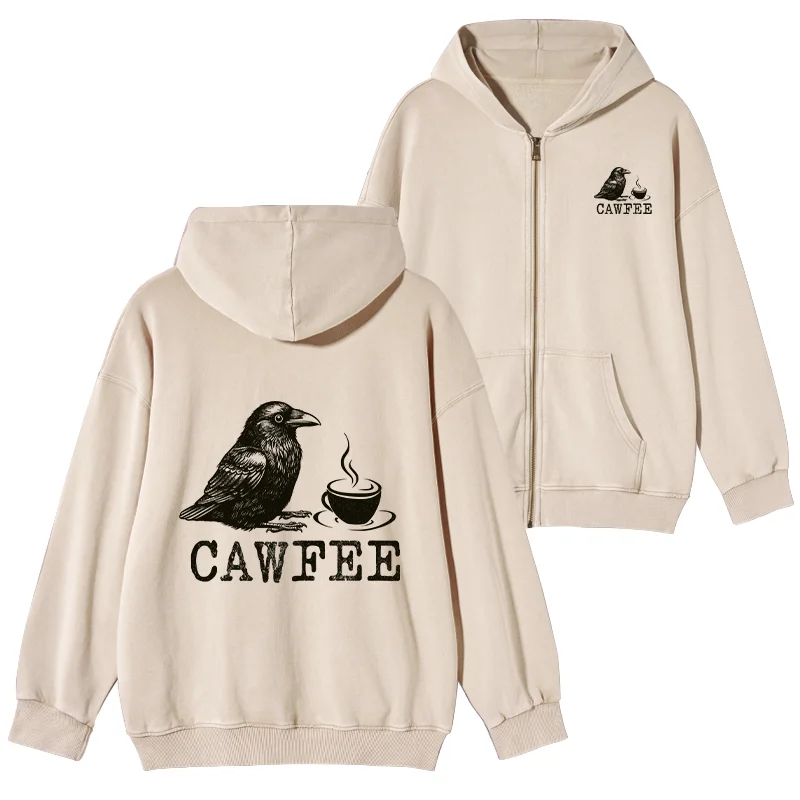 Tokyo-Tiger Cawfee Funny Japan Meme Washed Zip Hoodie