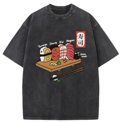 Tokyo-Tiger Delicious Sushi Washed T-Shirt