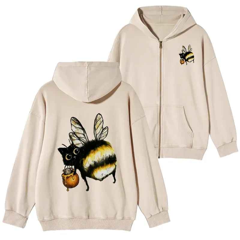 Tokyo-Tiger Cute Catbee Butt Washed Zip Hoodie Sale