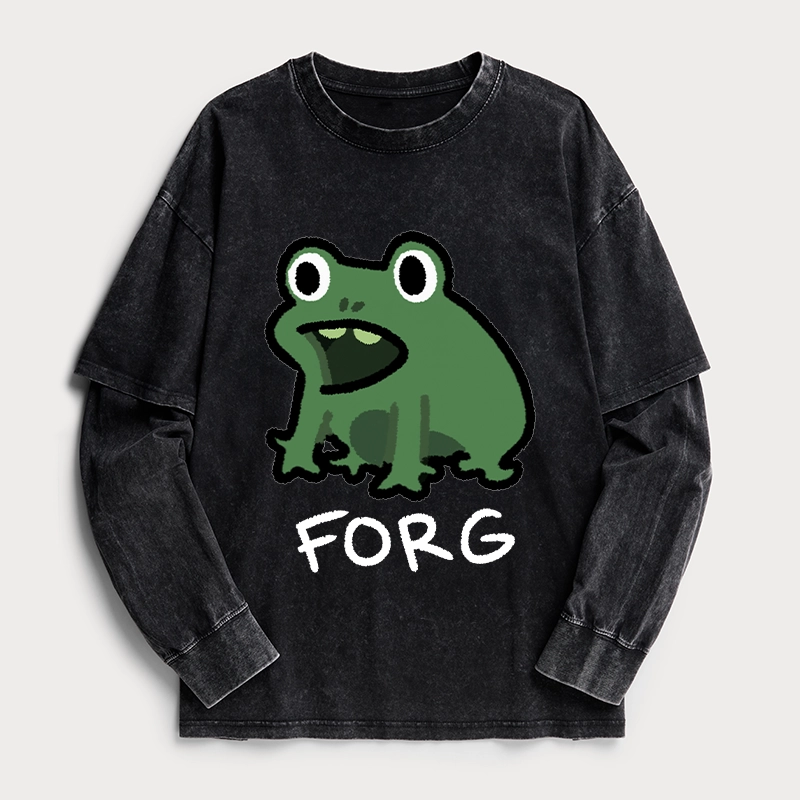 Tokyo-Tiger Funny Forg Japan Washed Double Layer T-Shirt