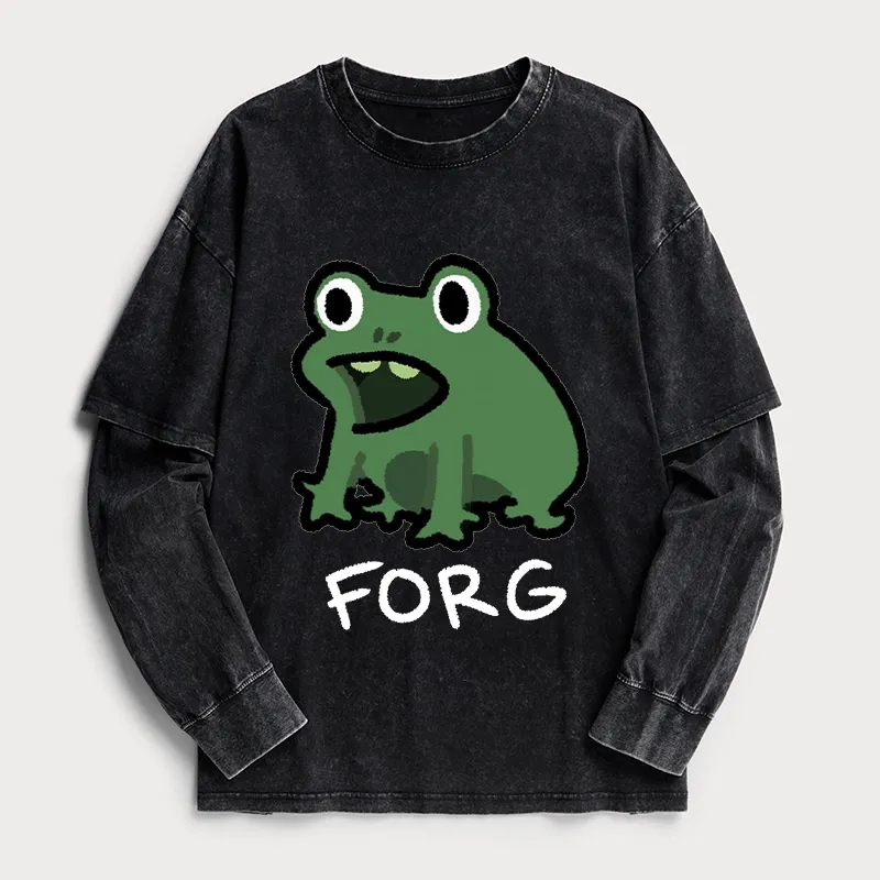 Tokyo-Tiger Funny Forg Japan Washed Double Layer T-Shirt