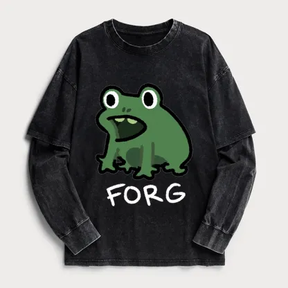 Tokyo-Tiger Funny Forg Japan Washed Double Layer T-Shirt