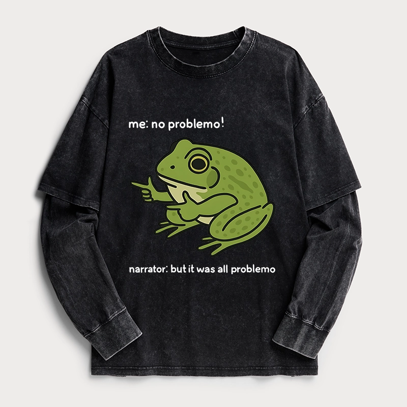 Tokyo-Tiger Stupid Frog Meme Washed Double Layer T-Shirt