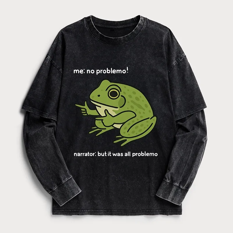 Tokyo-Tiger Stupid Frog Meme Washed Double Layer T-Shirt