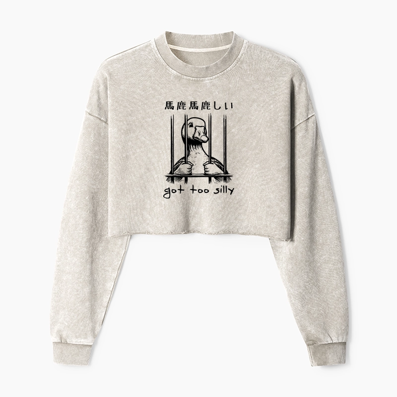 Tokyo-Tiger Got Too Silly Washed Crop Sweatshirt