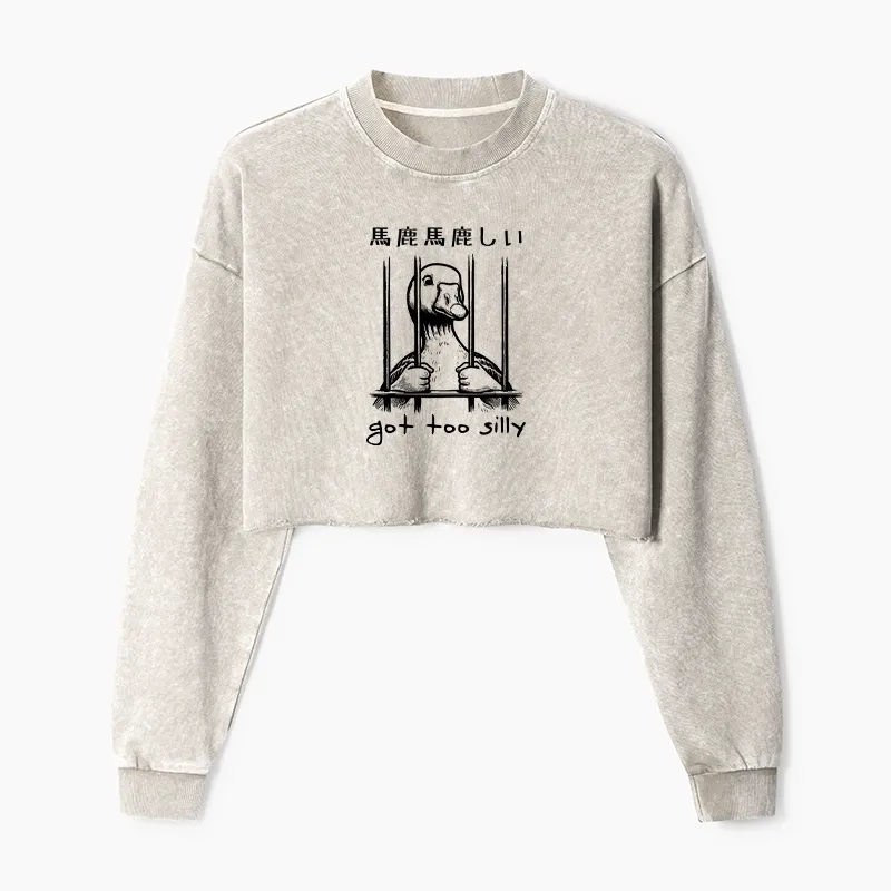 Tokyo-Tiger Got Too Silly Washed Crop Sweatshirt