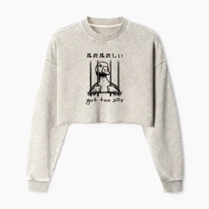 Tokyo-Tiger Got Too Silly Washed Crop Sweatshirt