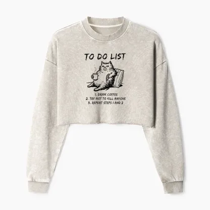 Tokyo-Tiger Cat's To-Do List Washed Crop Sweatshirt